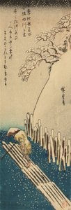 Zimní sníh na řece Sumida, ze série Slavná místa v Edu ve čtyřech ročních obdobích (dřevoryt) od Ando or Utagawa Hiroshige