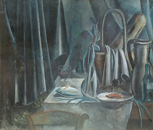 Zátiší s chlebníkem, džbánem a sklenicí na víno od Andre Derain