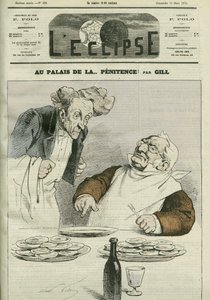 V paláci pokání, karikatura prezidenta republiky Adolphe Thierse (1797-1877). Obálka “”L