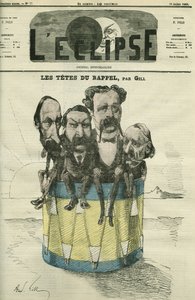 Auguste Vacquerie (1819-1895), Victor Hugo (1802-1885), Charles Hugo (1826-1871) a Paul Meurice (1818-1905), francouzští literáti. Obálka “”L
