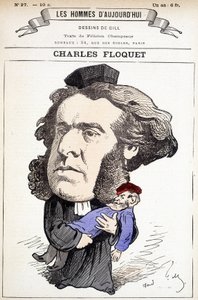Kreslený film Charlese Floqueta (1828-1896), právníka a prezidenta Rady v letech 1888 až 1889. V souboji zranil generála Boulangera, proti jehož myšlenkám bojoval. Kresba Gill v „The Men of Today““. od Andre Gill