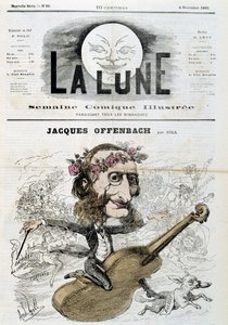 Kreslený film Jacquese Offenbacha (1819 - 1880), jízda na houslích - od Gilla v „“La Lune““ z 4.11.1866 od Andre Gill