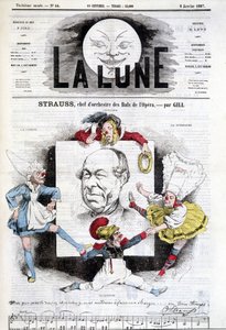 Kreslený film od Johanna Strausse mladšího (1825-1899) ve filmu „Měsíc“, 6. ledna od Andre Gill