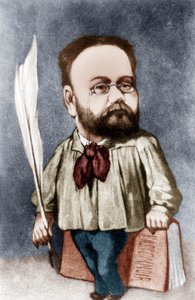 Karikatura francouzského spisovatele Emila Zoly (rytina) od Andre Gill