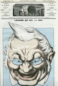 Karikatura „“ muže, který se směje“, Adolphe Thiers (1797-1877), francouzský politik. Obálka “”L