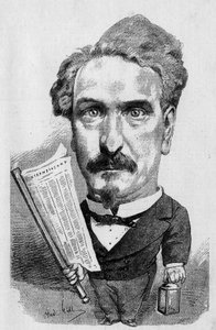 Kresba Andre Gilla představující Henriho Rocheforta (1831-1913), francouzského novináře a politika, v „The Illustrous World“ od Andre Gill