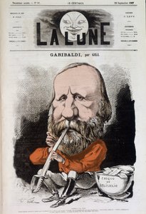 Giuseppe Garibaldi (1807-1882), hymna míru - od Gilla, v „The Moon““ z 22.9.1867 od Andre Gill