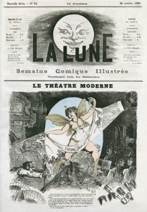 Le Theatre Moderne v Paříži. Karikatura Gill, v „La Lune“, 28. října od Andre Gill