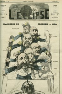 Pojďme jíst pruské s generály Le Boeuf (1806-1893), Mac-Mahon (1808-1893), Francois Achille Bazaine (Francois-Achille od Andre Gill
