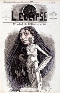 Mademoiselle Agar (z Odéonu) Herečka Francouzské akademie. Kresba Gill in the Eclipse od Andre Gill