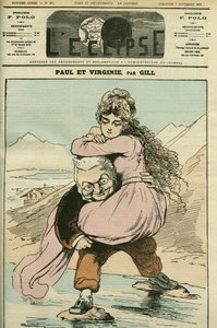 Portrét Adolphe Thierse (1797-1877), francouzského historika a politika, zastoupeného v „Paul et Virginie“ (Republika). Obálka “”L