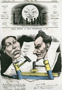 Portrét Alberta Wolffa a Henriho Rocheforta (1831-1913) francouzského novináře a politika. Cartoon by Gill, v "The Moon", 4. května od Andre Gill