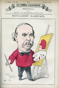 Portrét Benjamina Raspaila (1823-1899), francouzského malíře a politika, stál u zrodu zákona, kterým se 14. červenec stal státním svátkem. Cartoon od Gill, Paříž. od Andre Gill