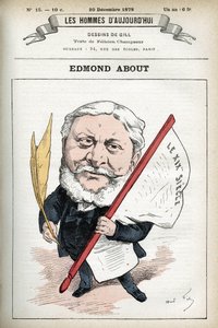 Portrét Edmonda About (1828-1885), francouzský romanopisec, dramatik a umělecký kritik. Cartoon od Gill, Paříž. od Andre Gill
