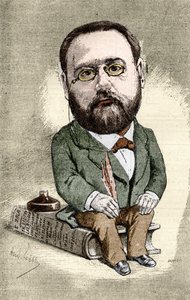 Portrét Emila Zoly (1840-1902), francouzského spisovatele. Karikatura od Andre Gilla pro slavný svět. od Andre Gill