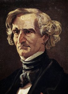 Portrét Hectora Berlioze, francouzského skladatele, detail (olej na plátně od Andre Gill