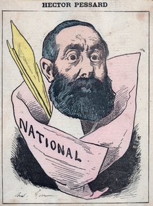 Portrét Hectora Pessarda, francouzského novináře a majitele novin “Le National”” kreslený Andre Gill, v “”Les Hommes d