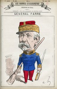 Portrét Jean Joseph Frederic Albert Farre (1816-1887), francouzský voják, v roce 1870 byl jmenován generálem a ministrem války. Cartoon od Gill, Paříž. od Andre Gill