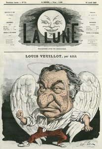 Portrét Louise Veuillota (1813-1883), francouzského novináře a spisovatele. Cartoon by Gill, v "The Moon", 21. dubna od Andre Gill