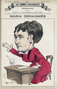 Portrét Marie Deraismes (1828-1894), francouzské ženy a feministky, založila s Leonem Richerem, Louise Michel a Paule Minck v roce 1869 Asociaci pour le droit des femmes. Cartoon by Gill, Paris. od Andre Gill