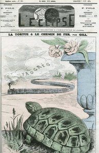 Želva a železnice, ilustrace technologického pokroku železnice. Obálka “”L