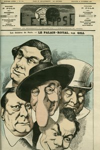 Divadlo „Le Palais royal““ s Geoffroyem, Julesem Brasseurem (1829-1890), Hyacinthe, Lassouche a Lheritier, francouzskými herci. Obálka “”L