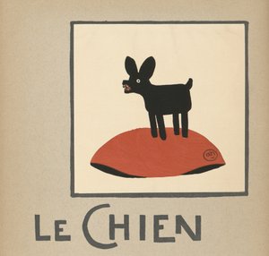 Dětská ilustrace černého psa Le Chien