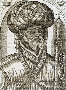 Habešský kněz, z vesmírné kosmologie, Andre Thevet (1504-1592), rytina od Andre Thevet