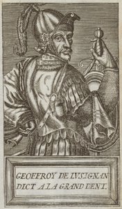 Geoffrey z Lusignanu, hrabě z Jaffy a Ascalonu, lord z Vouvant a Mervent z Montcontour a Soubise, ilustrace z „Portréty a životy slavných mužů“, 1584