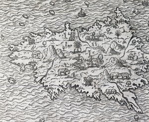 Mapa Sumatry, rytina Andre Thevet (1504-1592), Paříž, Francie od Andre Thevet