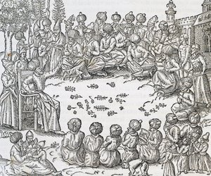 Setkání mezi Turky a Araby, Maroko, rytina z vesmírné kosmologie, Andre Thevet (1504-1592), Paříž od Andre Thevet