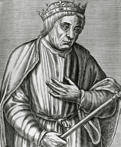 Portrét Kazimíra III., polského krále, známého jako Velký (1310-1370), rytina z Les Vrais pourtraits et Lives des Hommes illustres od Andre Thevet
