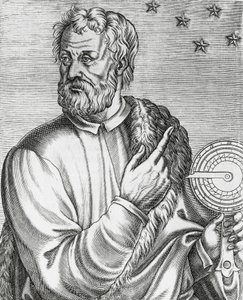 Portrét Kryštofa Kolumba (1451-1506), italského mořeplavce, rytina z Les Vrais portraits et Lives des Hommes illustres od Andre Thevet