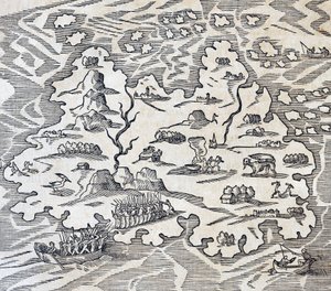 Trinity Island, rytina z Universal Cosmology, Andre Thevet (1504-1592), Paříž od Andre Thevet
