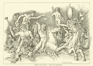 Bitva o Tritony (rytina) od Andrea (after) Mantegna