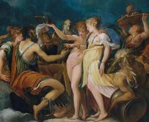 The Marriage of Cupid and Psyche, c.1550 (olej na dřevě, přeneseno do Masonite) od Andrea Schiavone