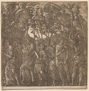 Triumf Julia Caesara: Vojáci nesoucí prapory a standarty, 1593-99. od Andrea Andreani