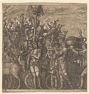 Triumf Julia Caesara: Vojáci pochodující s válečnými trofejemi, 1593-99. od Andrea Andreani