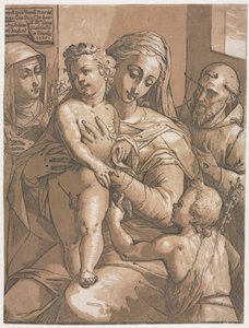Panna a dítě se svatým Janem, svatá Kateřina Sienská a svatý František, 1585.