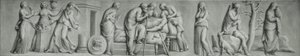 Grisaille panel, zobrazující scénu smrti Meleagera