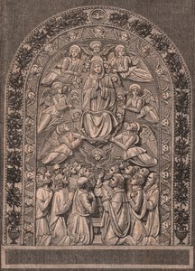 Nanebevzetí Panny Marie, dílna Andrea della Robbia (1435-1525 nebo 1528), Pinacoteca di Citta di Castello, Umbria, Itálie, dřevoryt z Le cento citta d
