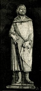 Julian the Hospitaller, socha Andrea Della Robbia (1435-1525 nebo 1528), oratoř Madonna del Buon Consiglio, Prato, Toskánsko, Itálie, dřevoryt z Le cento citta d