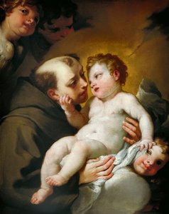 Svatý Antonín Paduánský s Jezulátkem, Andrea Lanzani (1641-1712), olej na plátně, 92x78 cm od Andrea Lanzani