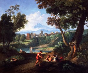 Krajina, Andrea Locatelli (1695-1741), olej na plátně, 61x73 cm.