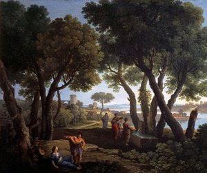 Krajina se ženami u studny, Andrea Locatelli (1695-1741), olej na plátně, 61x73 cm.