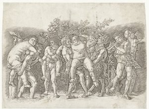 Bacchanal se setkal se Silenusem od Andrea Mantegna