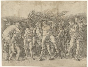 Bacchanal se setkal se Silenusem od Andrea Mantegna