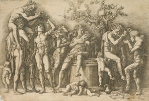 Bacchanal s kádí na víno, ca. 1470-90. od Andrea Mantegna