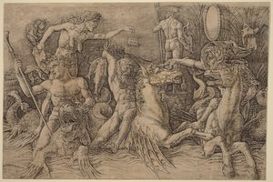 Bitva mořských bohů [levá polovina] od Andrea Mantegna