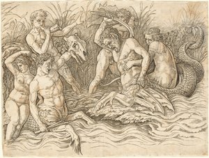 Bitva bohů moře [pravá polovina] od Andrea Mantegna